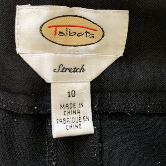 Talbots Stretch Pants Women Size 10 Side Zip Straight Leg Black Zip Pockets - Picture 7 of 7